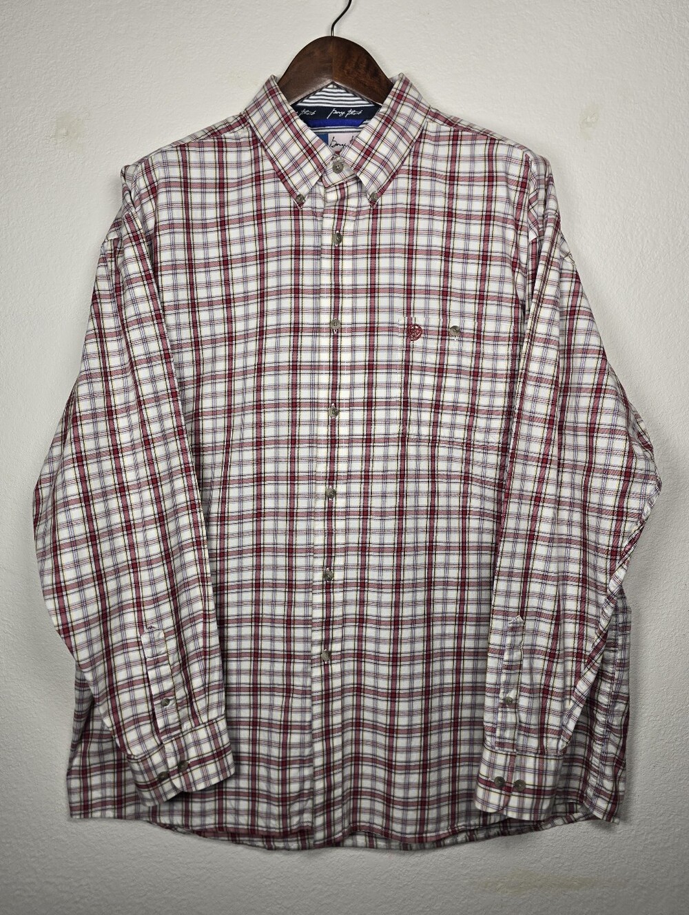 Wrangler George Strait Cowboy Cut Plaid Western Shirt Mens 2XL Red